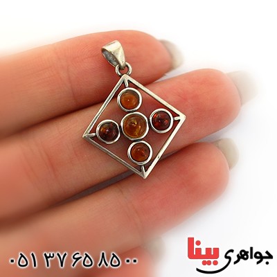 گردنبند کهربا درجه یک زنانه مدل عتیقه پنج نگین _کد:11104
