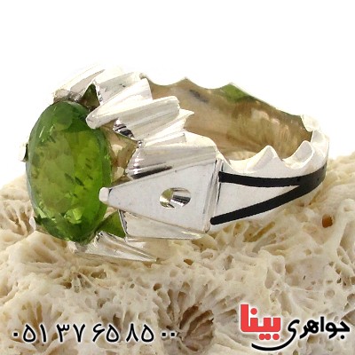 انگشتر زبرجد ناب مردانه مدل خطی دور چنگی _کد:1583