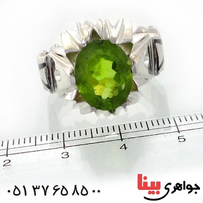 انگشتر زبرجد ناب مردانه مدل خطی دور چنگی _کد:1583