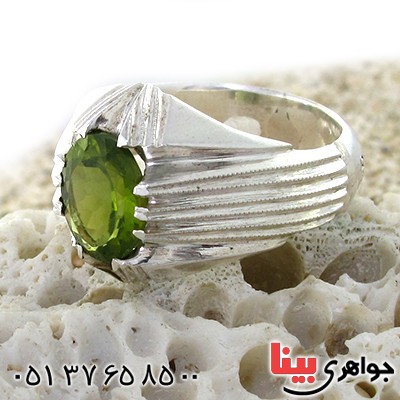 انگشتر زبرجد صاف مردانه مدل سه خط _کد:11107
