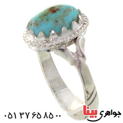 انگشتر فیروزه نیشابوری شجری مدل بیضی سنتی _کد:11109
