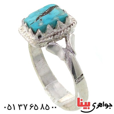 انگشتر فیروزه نیشابوری شجری مدل مربعی _کد:11110