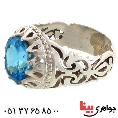 انگشتر توپاز ناب اسلیمی دور چنگی _کد:1585