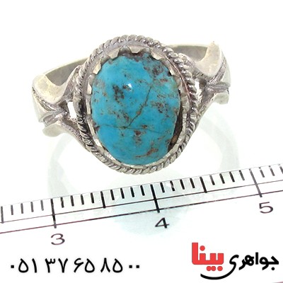 انگشتر فیروزه نیشابوری شجری مدل بیضی درشت _کد:11111