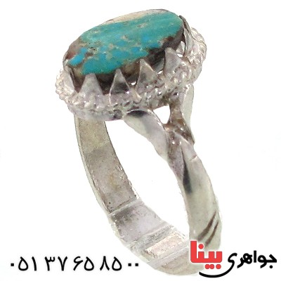 انگشتر فیروزه نیشابوری شجری خوشرنگ بیضی _کد:11112