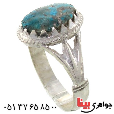 انگشتر فیروزه نیشابوری شجری بیضی _کد:11115