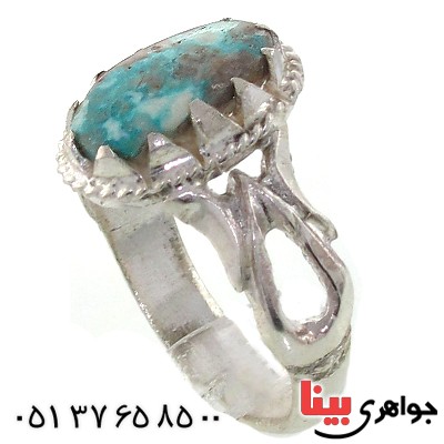 انگشتر فیروزه نیشابوری شجری خوشرنگ مدل بیضی _کد:11116