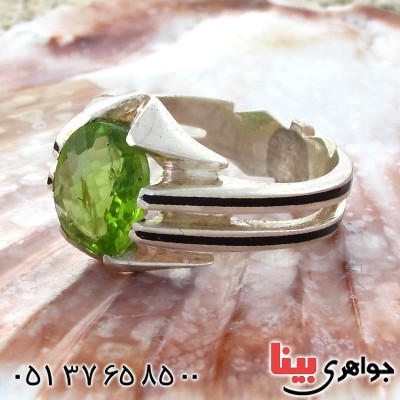 انگشتر زبرجد ناب مردانه مدل خطی _کد:1586