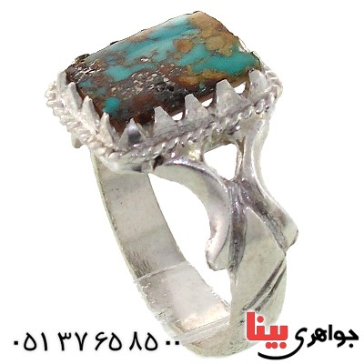 انگشتر فیروزه نیشابوری شجری خوشرنگ مربعی _کد:11117