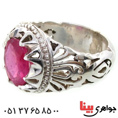انگشتر یاقوت سرخ آفریقایی خون کبوتری مردانه با شکوه _کد:1588