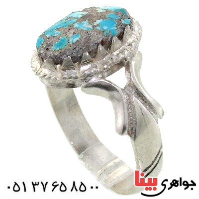 انگشتر فیروزه نیشابوری شجری خوشرنگ بیضی _کد:11120