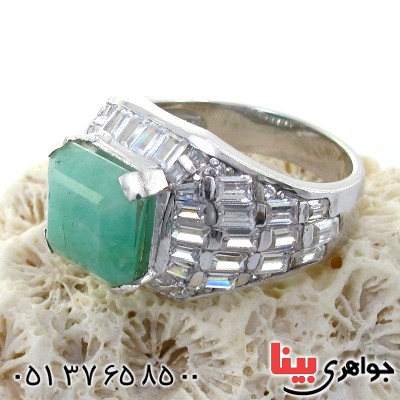 انگشتر زمرد زنانه درشت پرنگین رادیوم لوکس _کد:11128
