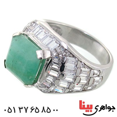 انگشتر زمرد زنانه درشت پرنگین رادیوم لوکس _کد:11128