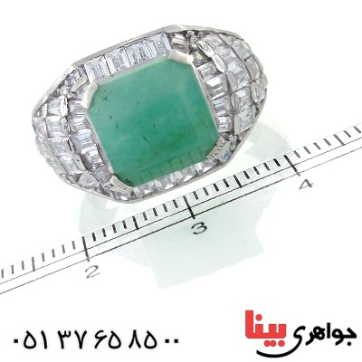 انگشتر زمرد زنانه درشت پرنگین رادیوم لوکس _کد:11128