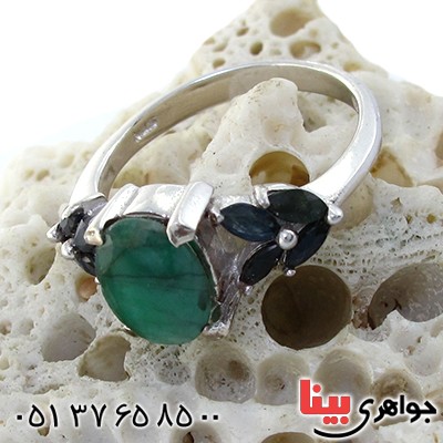 انگشتر چند جواهر زمرد و یاقوت زنانه رادیوم لوکس _کد:11129