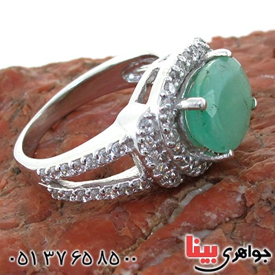 انگشتر زمرد زنانه مدل بیضی رودیوم لوکس _کد:11131