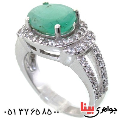 انگشتر زمرد زنانه مدل بیضی رودیوم لوکس _کد:11131