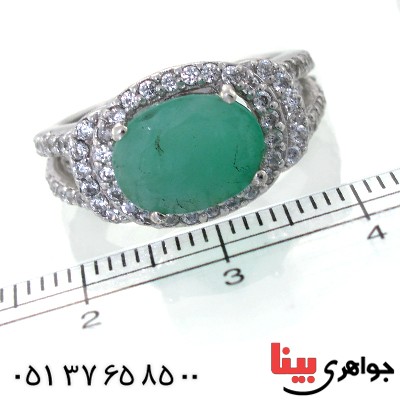 انگشتر زمرد زنانه مدل بیضی رودیوم لوکس _کد:11131