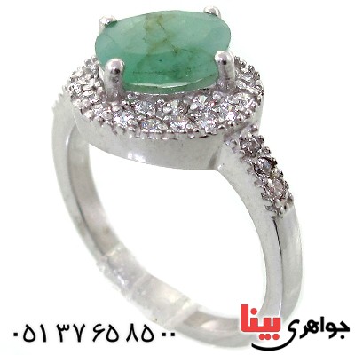 انگشتر زمرد زنانه خوشرنگ رادیوم لوکس _کد:11134