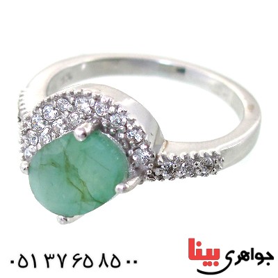 انگشتر زمرد زنانه خوشرنگ رادیوم لوکس _کد:11134