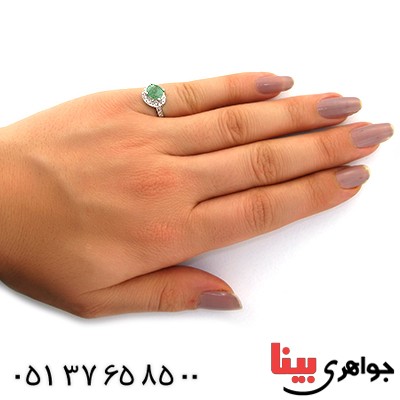 انگشتر زمرد زنانه خوشرنگ رادیوم لوکس _کد:11134