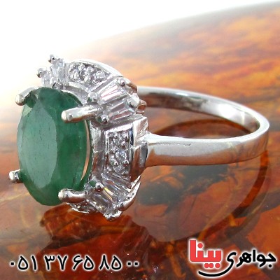 انگشتر زمرد زنانه بیضی رادیوم لوکس مدل فریبا _کد:11135