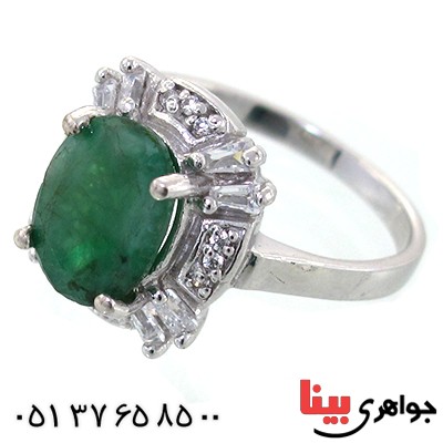 انگشتر زمرد زنانه بیضی رادیوم لوکس مدل فریبا _کد:11135