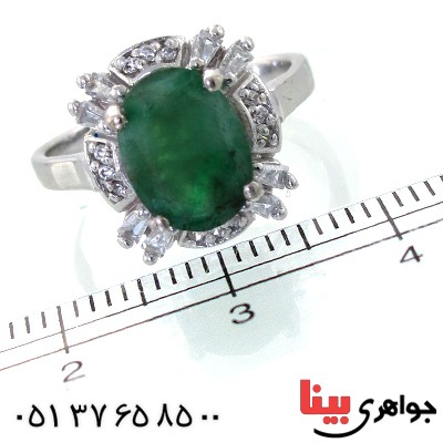 انگشتر زمرد زنانه بیضی رادیوم لوکس مدل فریبا _کد:11135