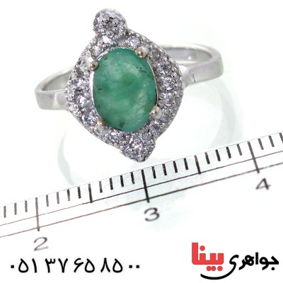 انگشتر زمرد زنانه بیضی رودیوم لوکس مدل راشین _کد:11138
