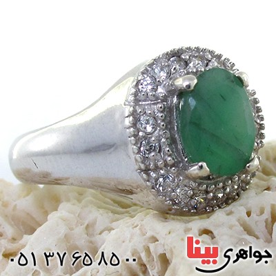 انگشتر زمرد زنانه رادیوم لوکس مدل مهرسا _کد:11141