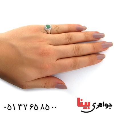 انگشتر زمرد زنانه رادیوم لوکس مدل مهرسا _کد:11141