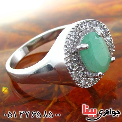 انگشتر زمرد زنانه رودیوم لوکس مدل مهدیسا _کد:11142