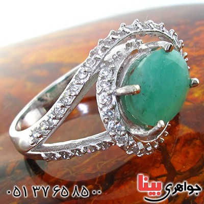 انگشتر زمرد زنانه درشت رودیوم لوکس مدل پارمیس _کد:11147