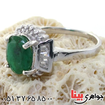 انگشتر زمرد زنانه رودیوم لوکس مدل پروانه _کد:11149