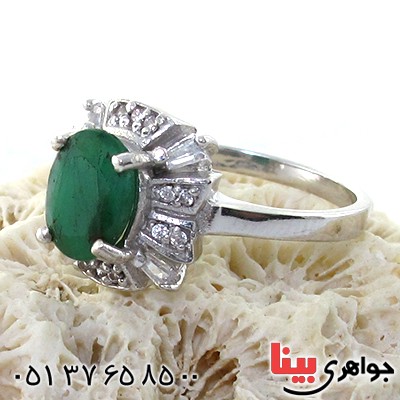 انگشتر زمرد زنانه رادیوم لوکس مدل ثمانه _کد:11153