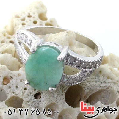 انگشتر زمرد زنانه رودیوم لوکس مدل هستی _کد:11154