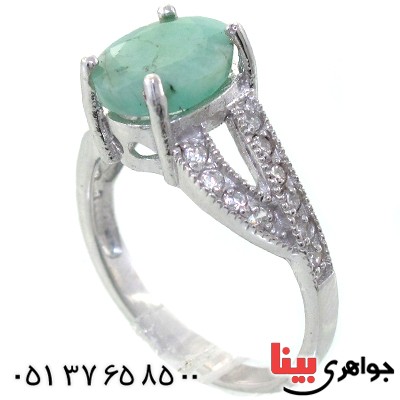 انگشتر زمرد زنانه رودیوم لوکس مدل هستی _کد:11154