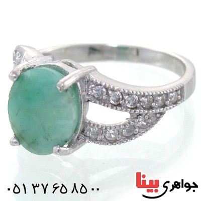 انگشتر زمرد زنانه رودیوم لوکس مدل هستی _کد:11154