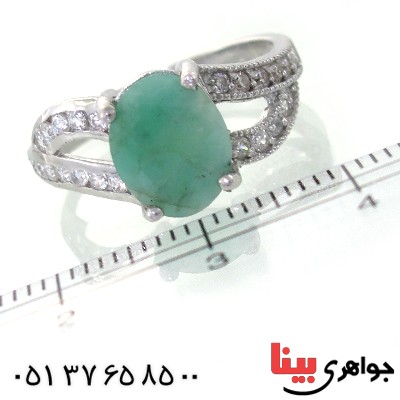 انگشتر زمرد زنانه رودیوم لوکس مدل هستی _کد:11154