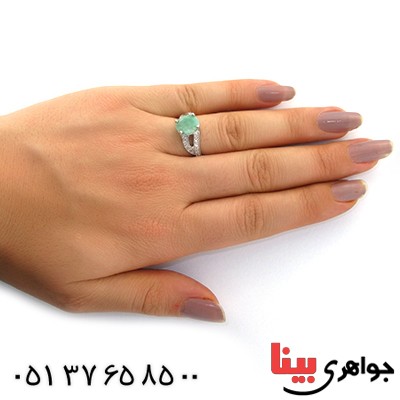 انگشتر زمرد زنانه رودیوم لوکس مدل هستی _کد:11154