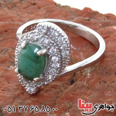 انگشتر زمرد زنانه رودیوم لوکس مدل بنفشه _کد:11164