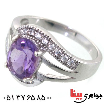 انگشتر آمتیست  زنانه خوشرنگ رادیوم لوکس مدل شیدا _کد:11166
