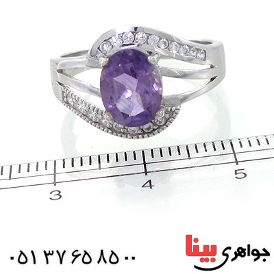 انگشتر آمتیست  زنانه خوشرنگ رادیوم لوکس مدل شیدا _کد:11166