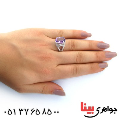 انگشتر آمتیست زنانه خوشرنگ رادیوم لوکس مدل آذر _کد:11170