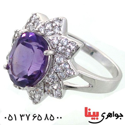 انگشتر آمتیست زنانه رادیوم لوکس مدل خورشید _کد:11171