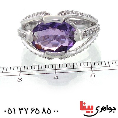 انگشتر آمتیست زنانه خوشرنگ درشت رادیوم لوکس مدل یاسمین _کد:11174