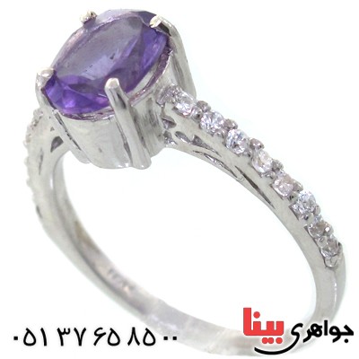 انگشتر آمتیست زنانه نگین دار رادیوم لوکس _کد:11175