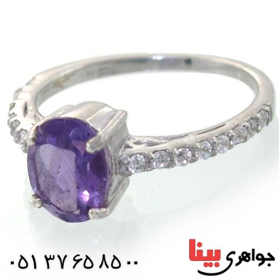انگشتر آمتیست زنانه نگین دار رادیوم لوکس _کد:11175