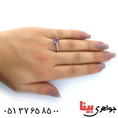 انگشتر آمتیست زنانه نگین دار رادیوم لوکس _کد:11175