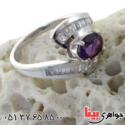 انگشتر آمتیست زنانه خوشرنگ رادیوم لوکس مدل روژان _کد:11176